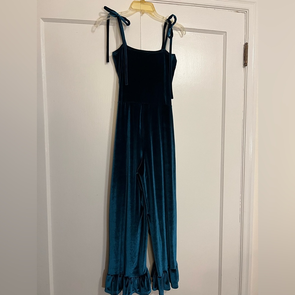 Velvet Jumpsuit in Teal